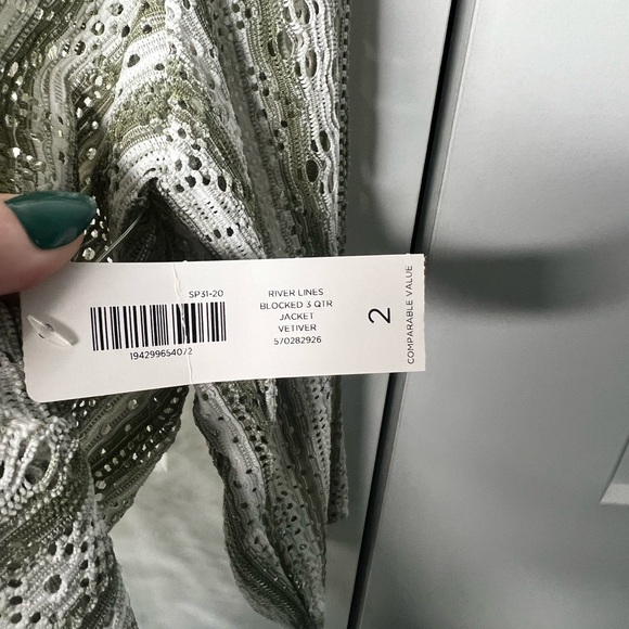 FINAL SALE Chico's Easywear NWT River Lines Striped Cardigan Jacket Large 2 - Picture 3 of 7